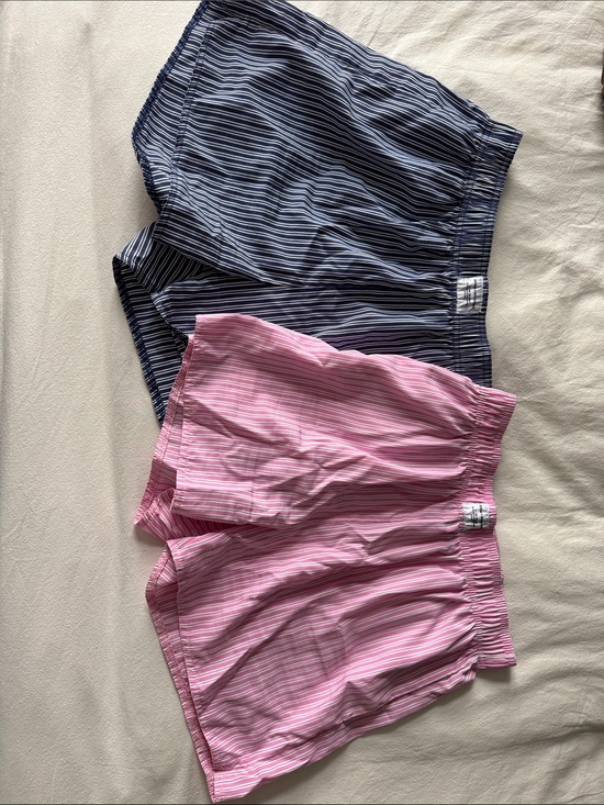 Pants - 2 for $15 Striped Cotton Boxer Shorts - Blue & Pink